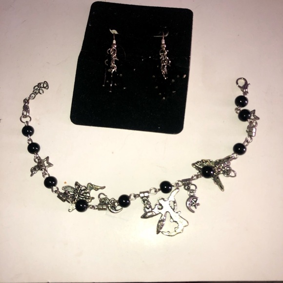 Silver and bead fairy bracelet and beaded earrings full of magic and mischief. - Picture 1 of 7